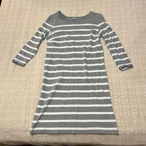 Gray and white striped Old Navy fitted dress